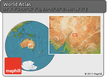 Satellite Location Map of the Area around 30° 52' 1" S, 140° 19' 29" E