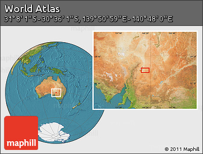 Satellite Location Map of the Area around 30° 52' 1" S, 140° 19' 29" E