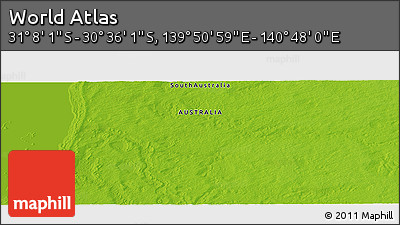 Physical Panoramic Map of the Area around 30° 52' 1" S, 140° 19' 29" E