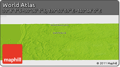 Physical Panoramic Map of the Area around 30° 52' 1" S, 140° 19' 29" E
