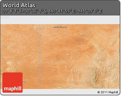 Satellite 3D Map of the Area around 30° 52' 1" S, 141° 10' 30" E
