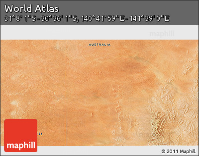 Satellite 3D Map of the Area around 30° 52' 1" S, 141° 10' 30" E