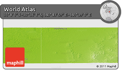 Physical Panoramic Map of the Area around 30° 52' 1" S, 141° 10' 30" E