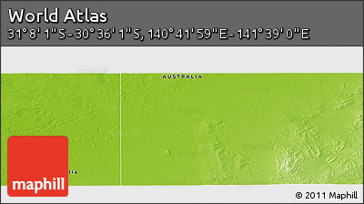 Physical Panoramic Map of the Area around 30° 52' 1" S, 141° 10' 30" E