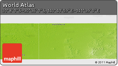 Physical Panoramic Map of the Area around 30° 52' 1" S, 141° 10' 30" E