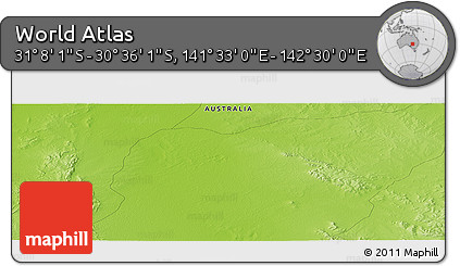 Physical Panoramic Map of the Area around 30° 52' 1" S, 142° 1' 30" E