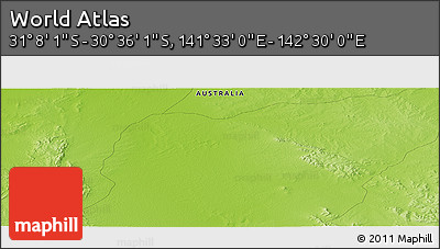 Physical Panoramic Map of the Area around 30° 52' 1" S, 142° 1' 30" E