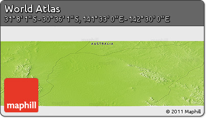 Physical Panoramic Map of the Area around 30° 52' 1" S, 142° 1' 30" E
