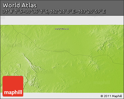 Physical 3D Map of the Area around 30° 52' 1" S, 142° 52' 30" E