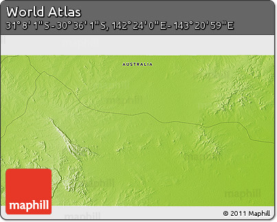 Physical 3D Map of the Area around 30° 52' 1" S, 142° 52' 30" E