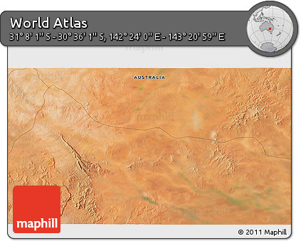 Satellite 3D Map of the Area around 30° 52' 1" S, 142° 52' 30" E