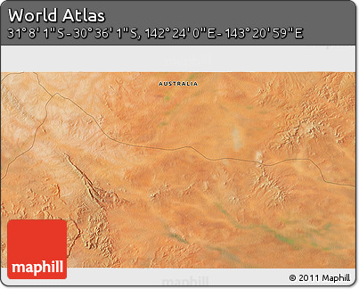 Satellite 3D Map of the Area around 30° 52' 1" S, 142° 52' 30" E