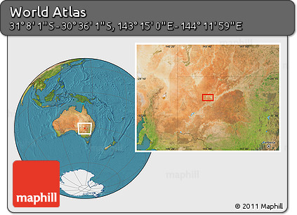 Satellite Location Map of the Area around 30° 52' 1" S, 143° 43' 29" E