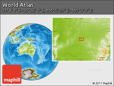 Physical Location Map of the Area around 30° 52' 1" S, 144° 34' 29" E