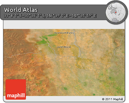 Satellite 3D Map of the Area around 30° 52' 1" S, 147° 7' 30" E
