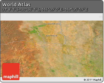 Satellite 3D Map of the Area around 30° 52' 1" S, 147° 7' 30" E