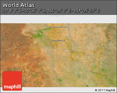 Satellite 3D Map of the Area around 30° 52' 1" S, 147° 7' 30" E