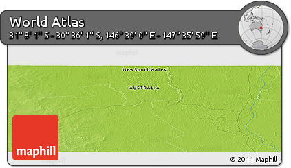 Physical Panoramic Map of the Area around 30° 52' 1" S, 147° 7' 30" E