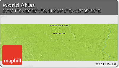Physical Panoramic Map of the Area around 30° 52' 1" S, 147° 7' 30" E