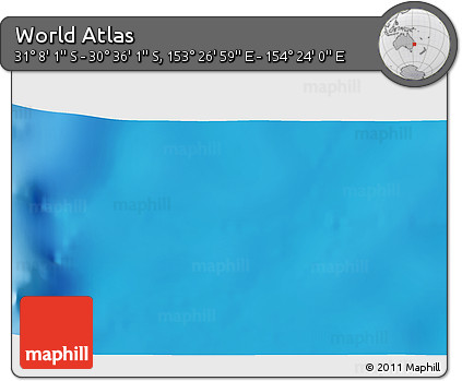 Physical 3D Map of the Area around 30° 52' 1" S, 153° 55' 30" E