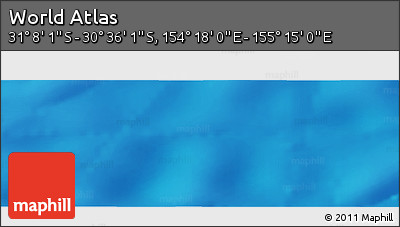 Physical Panoramic Map of the Area around 30° 52' 1" S, 154° 46' 30" E