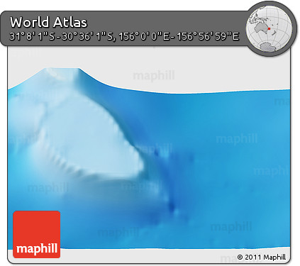 Physical 3D Map of the Area around 30° 52' 1" S, 156° 28' 29" E