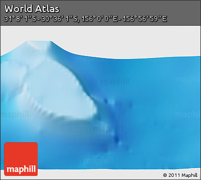 Physical 3D Map of the Area around 30° 52' 1" S, 156° 28' 29" E