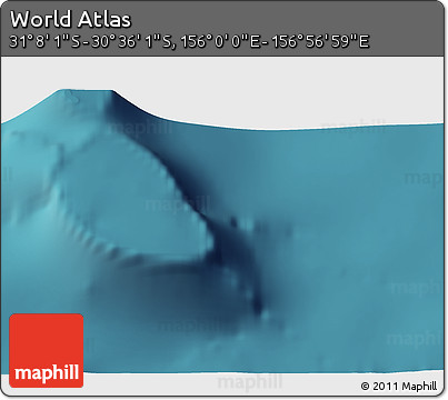 Satellite 3D Map of the Area around 30° 52' 1" S, 156° 28' 29" E