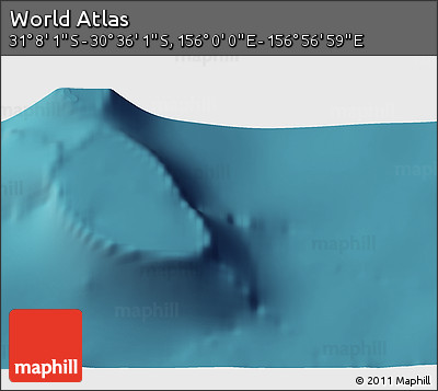 Satellite 3D Map of the Area around 30° 52' 1" S, 156° 28' 29" E