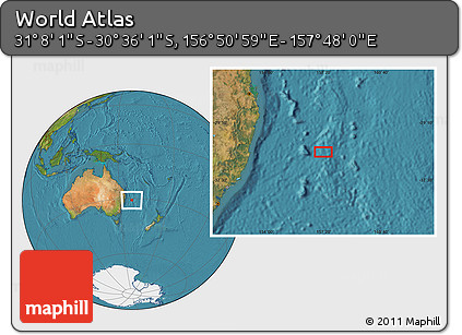 Satellite Location Map of the Area around 30° 52' 1" S, 157° 19' 29" E