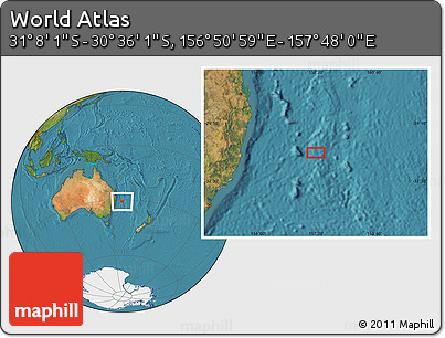 Satellite Location Map of the Area around 30° 52' 1" S, 157° 19' 29" E