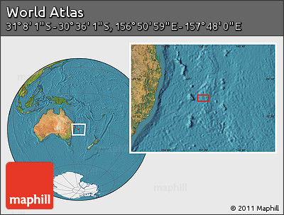 Satellite Location Map of the Area around 30° 52' 1" S, 157° 19' 29" E