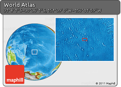 Physical Location Map of the Area around 30° 52' 1" S, 157° 10' 30" W