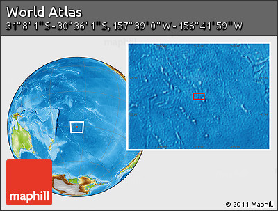 Physical Location Map of the Area around 30° 52' 1" S, 157° 10' 30" W