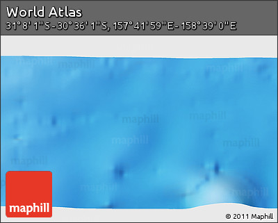 Physical 3D Map of the Area around 30° 52' 1" S, 158° 10' 30" E