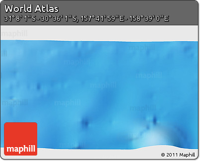 Physical 3D Map of the Area around 30° 52' 1" S, 158° 10' 30" E