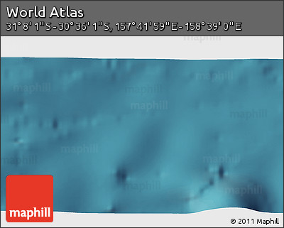 Satellite 3D Map of the Area around 30° 52' 1" S, 158° 10' 30" E