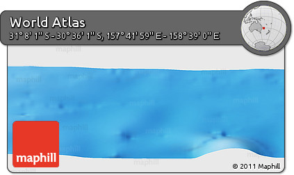 Physical Panoramic Map of the Area around 30° 52' 1" S, 158° 10' 30" E
