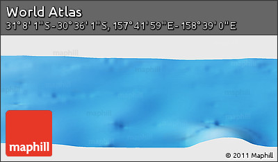 Physical Panoramic Map of the Area around 30° 52' 1" S, 158° 10' 30" E