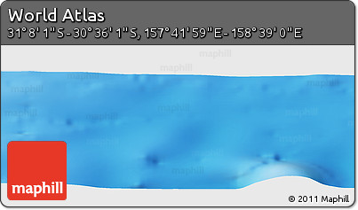Physical Panoramic Map of the Area around 30° 52' 1" S, 158° 10' 30" E