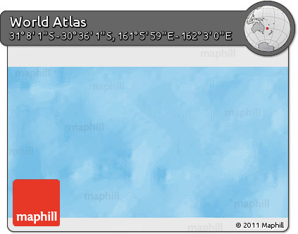 Physical 3D Map of the Area around 30° 52' 1" S, 161° 34' 29" E