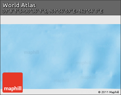 Physical 3D Map of the Area around 30° 52' 1" S, 162° 25' 30" E
