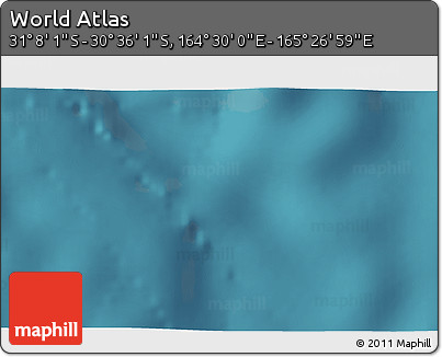 Satellite 3D Map of the Area around 30° 52' 1" S, 164° 58' 29" E