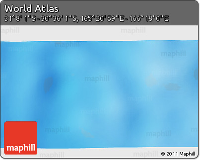 Physical 3D Map of the Area around 30° 52' 1" S, 165° 49' 29" E