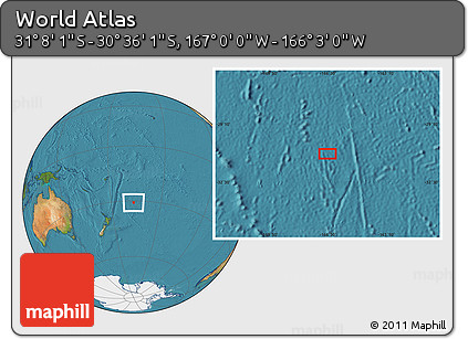 Satellite Location Map of the Area around 30° 52' 1" S, 166° 31' 30" W