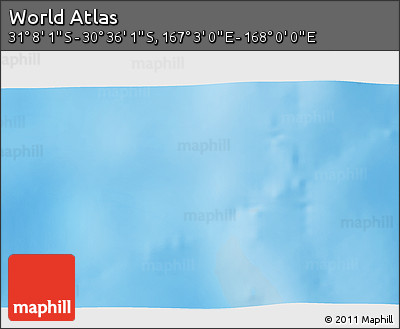Physical 3D Map of the Area around 30° 52' 1" S, 167° 31' 30" E