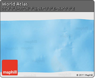 Physical 3D Map of the Area around 30° 52' 1" S, 167° 31' 30" E