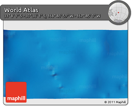 Physical 3D Map of the Area around 30° 52' 1" S, 168° 13' 29" W