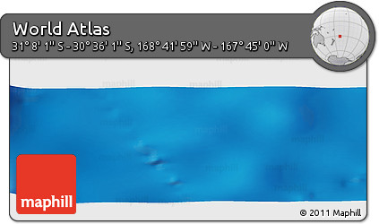 Physical Panoramic Map of the Area around 30° 52' 1" S, 168° 13' 29" W