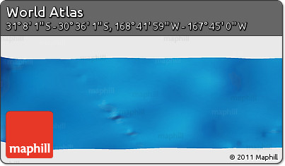 Physical Panoramic Map of the Area around 30° 52' 1" S, 168° 13' 29" W